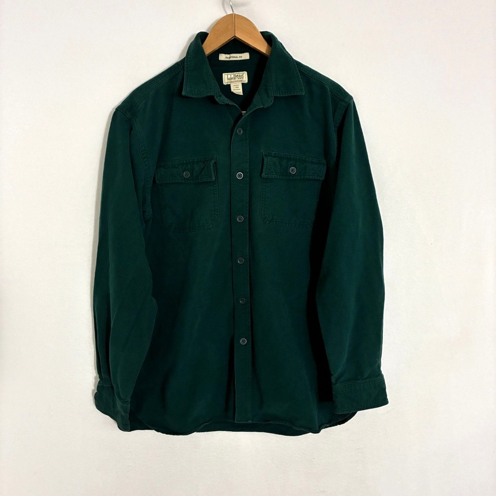 Vtg LL Bean Chamois Shirt Mens Size L Heavyweight Chore Gorpcore Outdoor Work